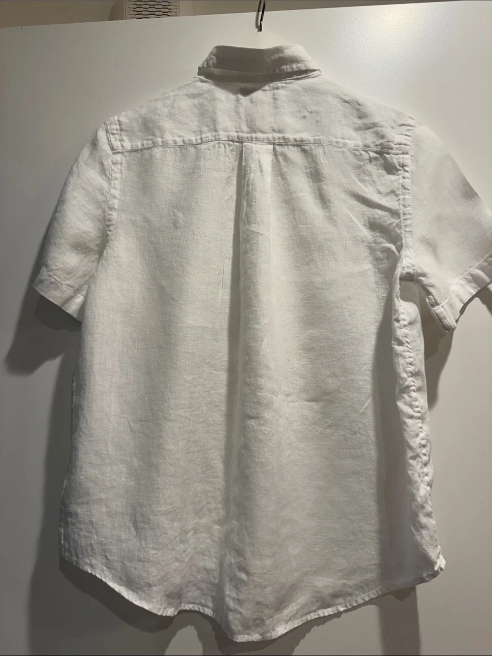 Ralph Lauren White Short-Sleeve Button-Down Shirt with Navy Pony